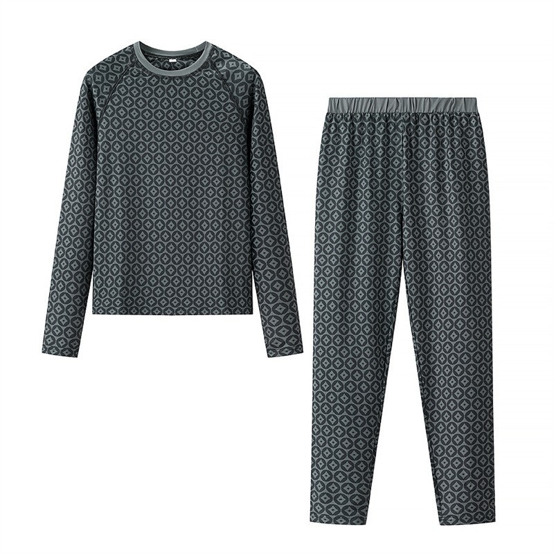 Printed Sexy Stretch Long Sleeve Round Neck Top And Trousers Suit