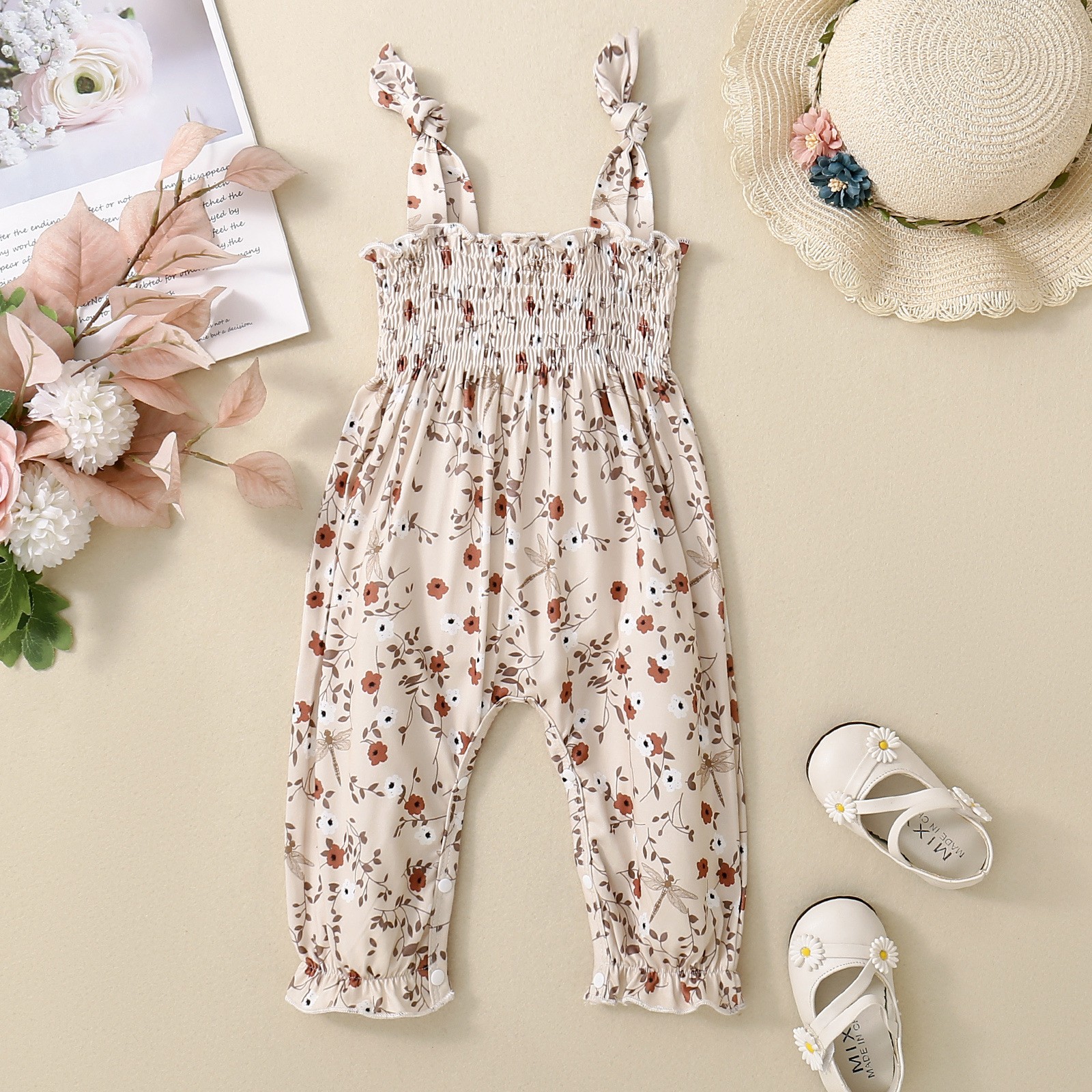 Fashion Girls Floral Strap One-piece Romper
