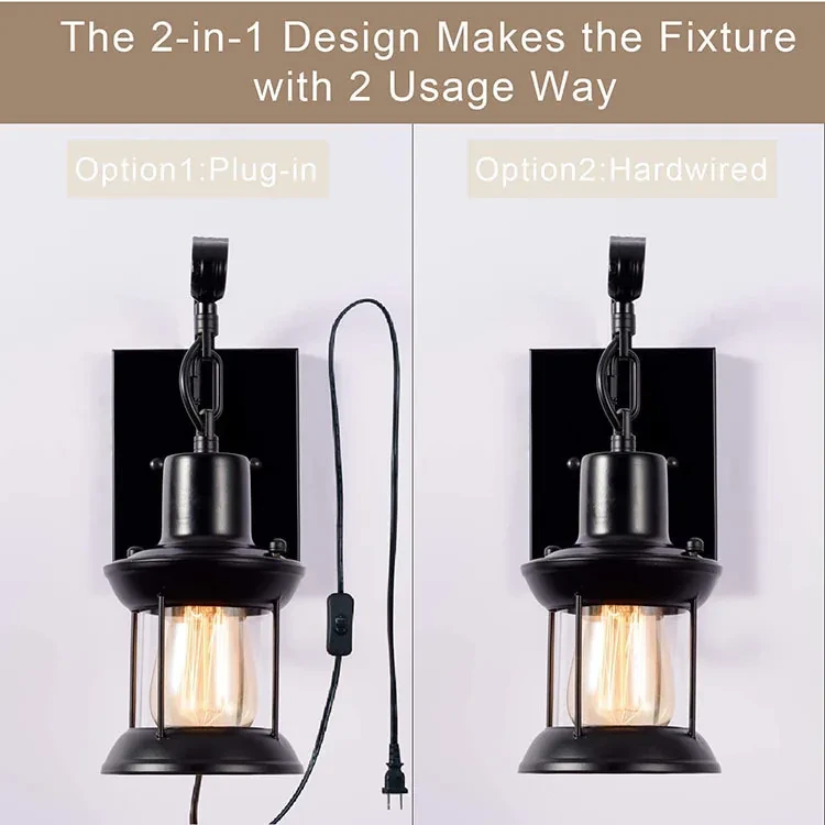 American Retro Industrial Style Country Painting Wall Lamp