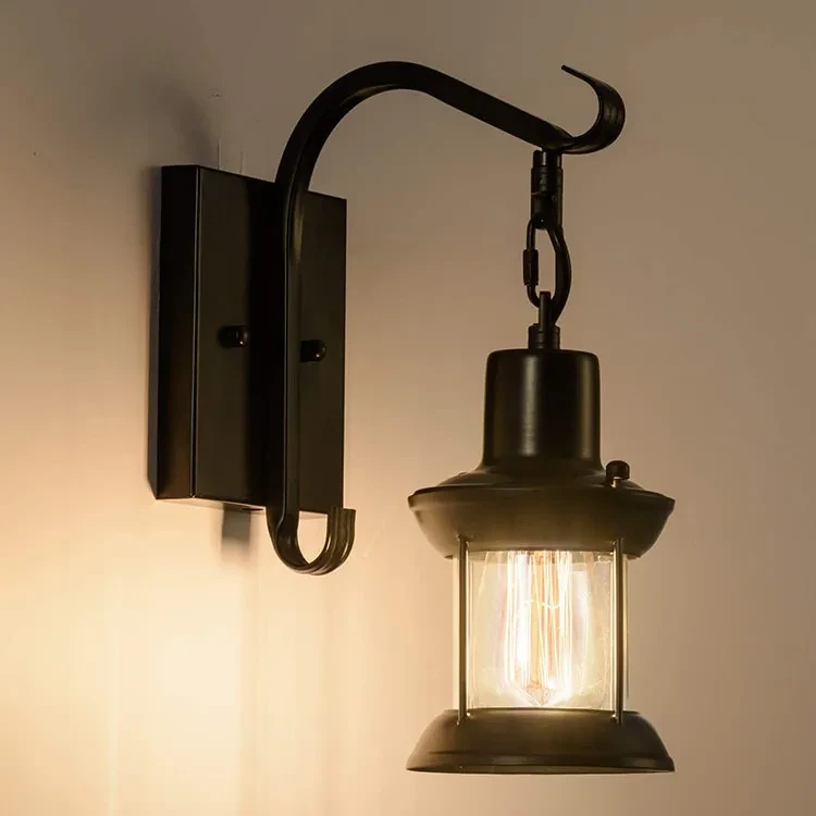 American Retro Industrial Style Country Painting Wall Lamp