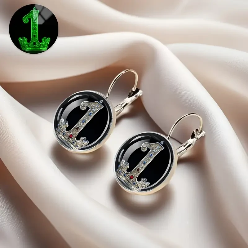 Huashan Digital 1 Earring - Fluorescent & Glow-in-the-Dark Style, Alloy Material with Glass Inlay