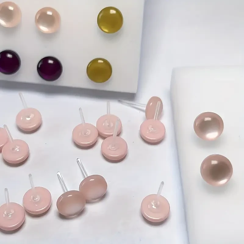 14-Pack French Cat-Eye Stone & Resin Earrings Set: Minimalist Drops with Hypnotic Glow, Effortless Day-to-Night Jewelry for Gift-Ready Sophistication