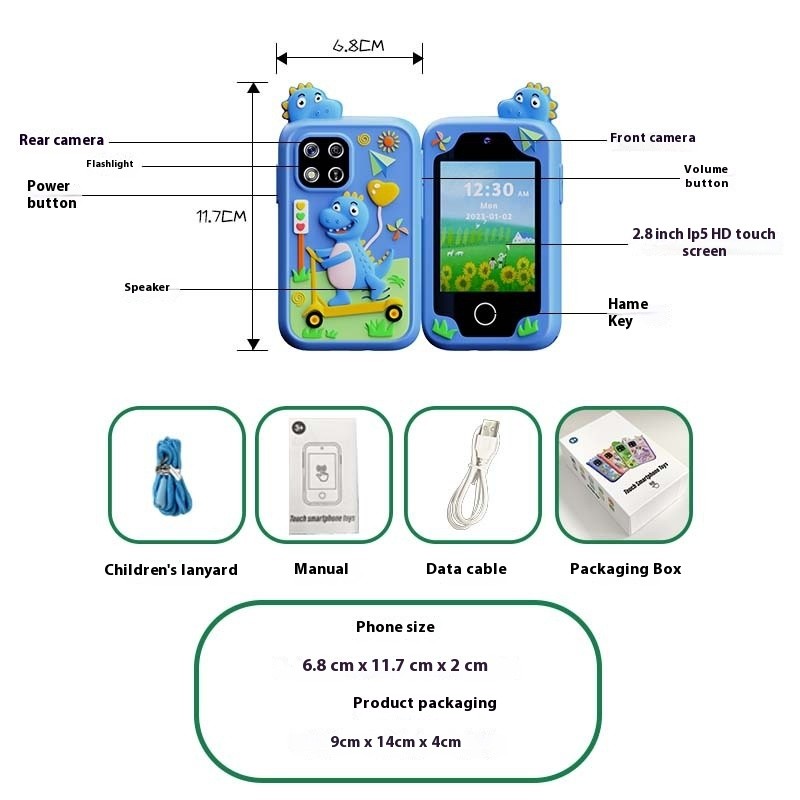 Children's Mobile Phone Shooting Video Mini Big Head Stickers Game Toys