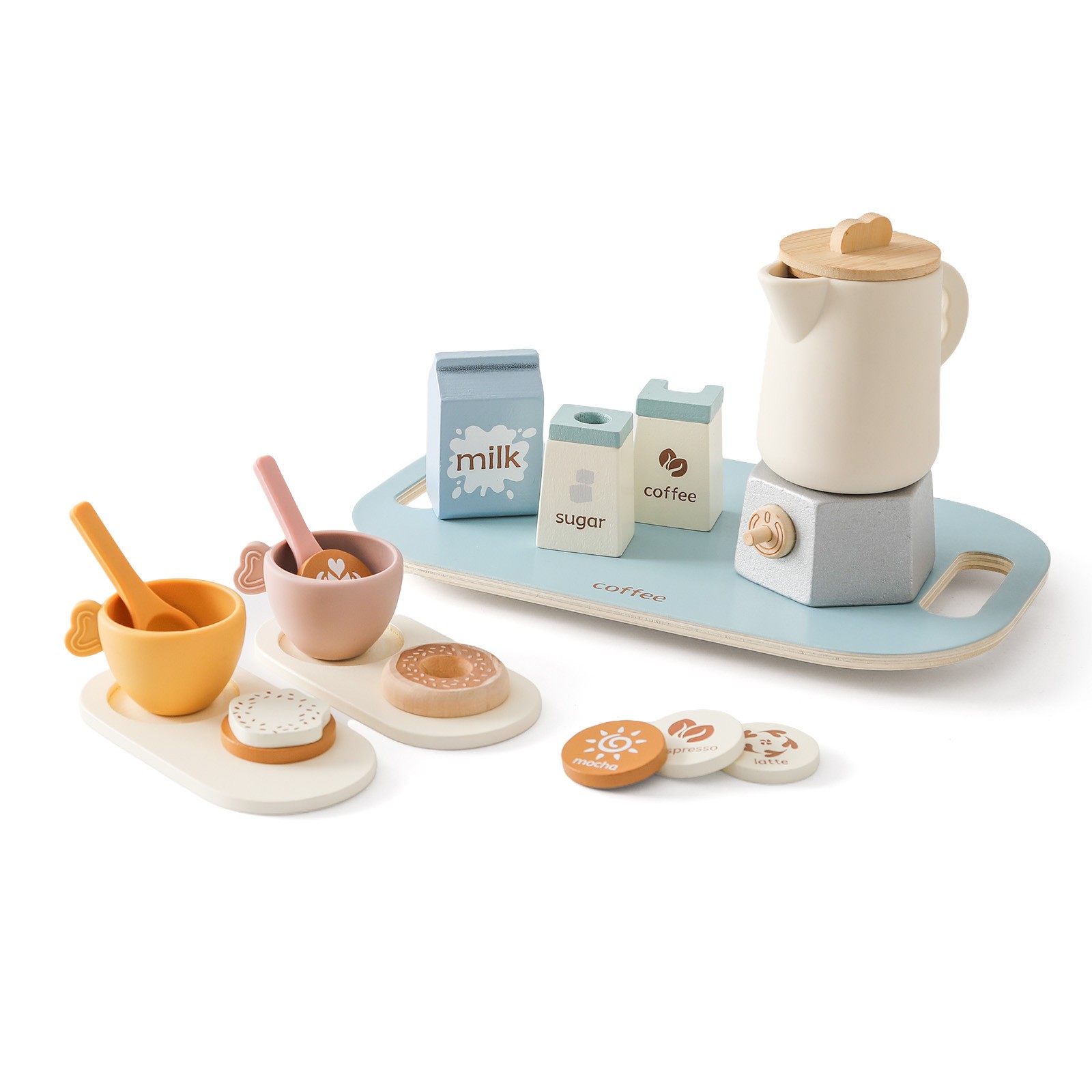Cognitive Multifunctional Silicone Wooden Saucer Children's Coffee Tableware