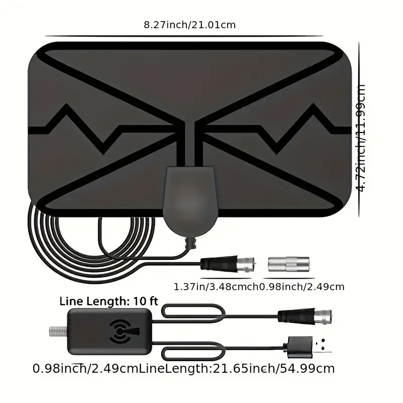 Indoor Amplified TV Antenna - Get 4K 1080p HDTV Signal for All Old & Smart TVs