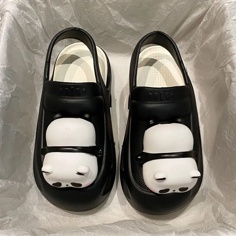 Cute Slipper With Panda Lamp Summer Sandales