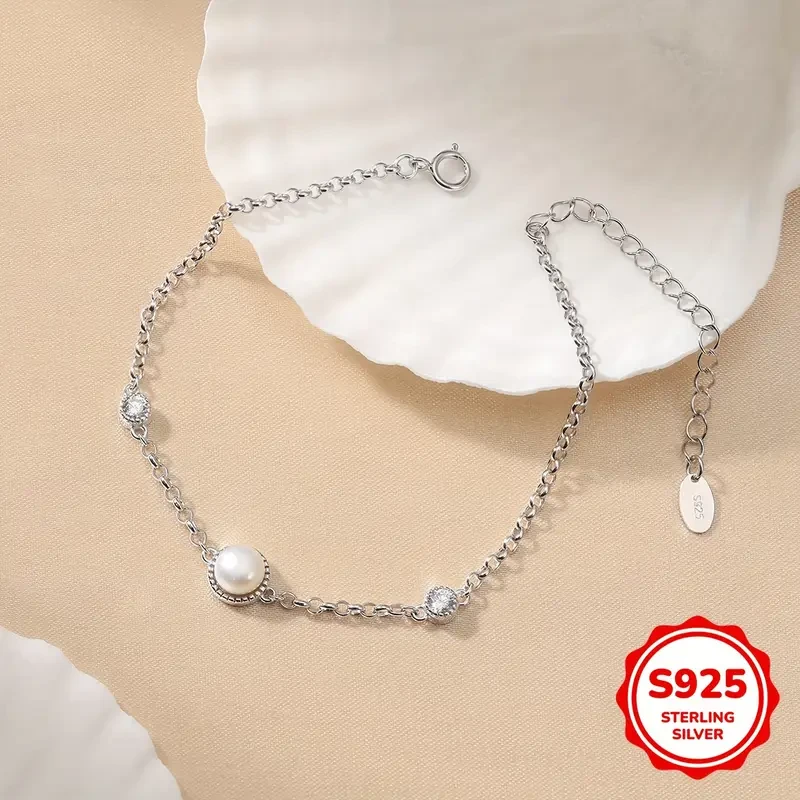 S925 Silvery Freshwater Pearl Bubble Bracelet - Fashionable and Stylish Women's Bracelet