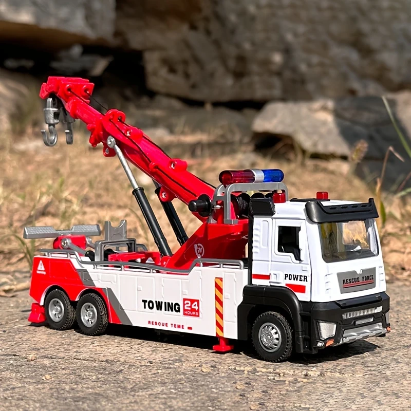 Heavy-Duty Rescue Tow Truck Toy with Extendable Hook