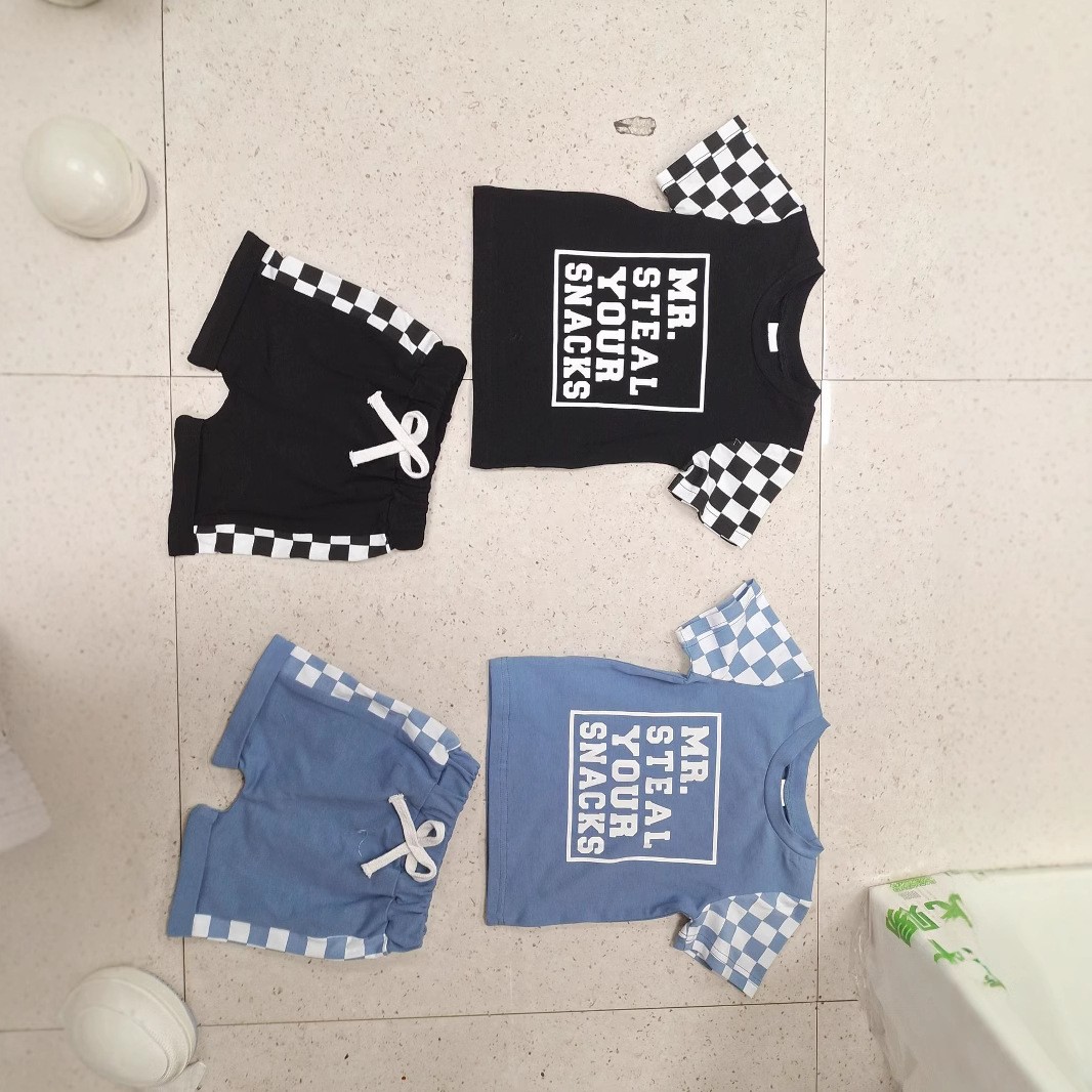 Children's Fashion Letter Print Short-sleeve Suit