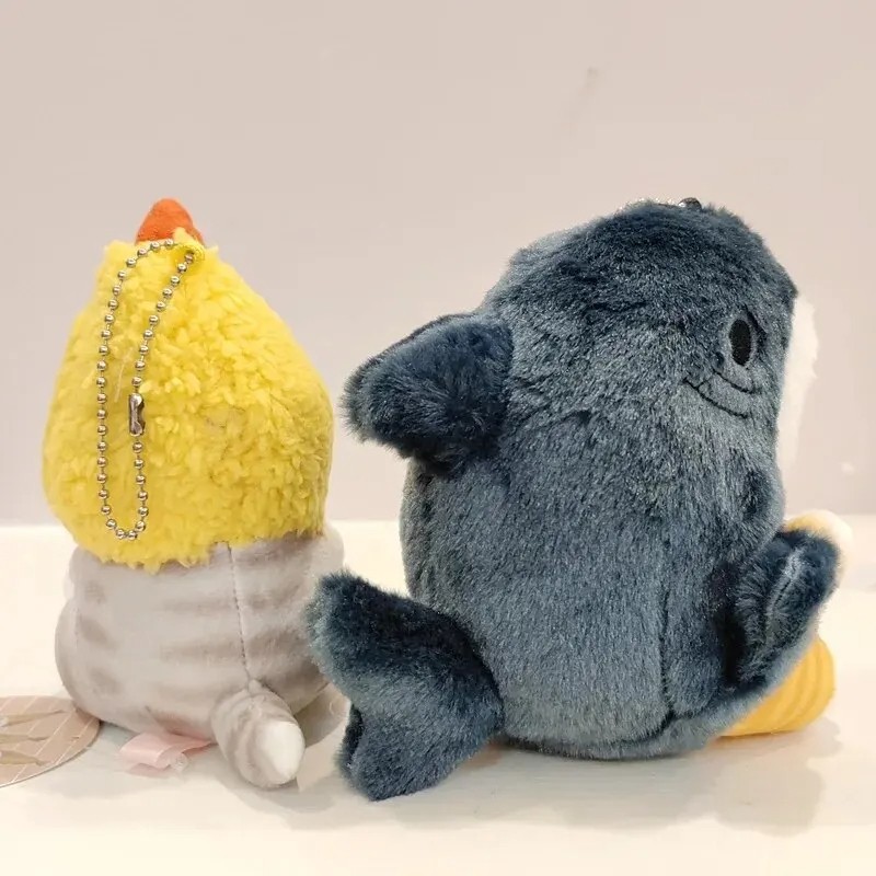 Kawaii Anime Hobby Tempura Fried Shrimp Shark Cat Plush Doll Keychain
