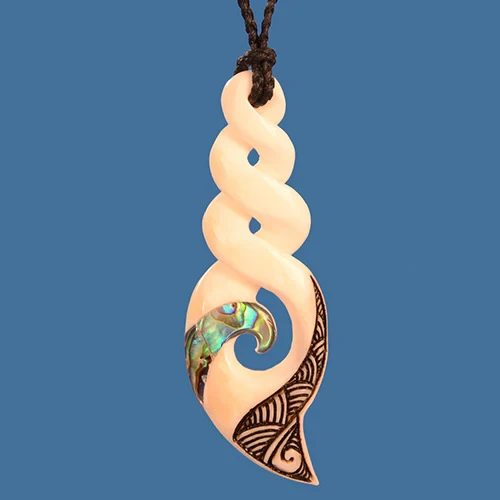 Quad Twist with black markings Pendant Necklace