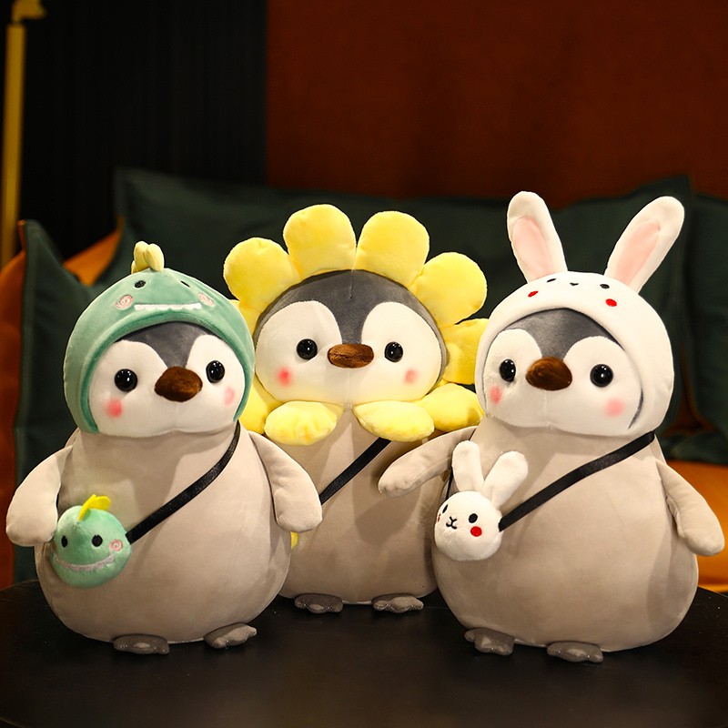 25cm Kawaii Penguin Plush Toys - Lovely Penguin Turn to Dinosaur Sunflower Dolls