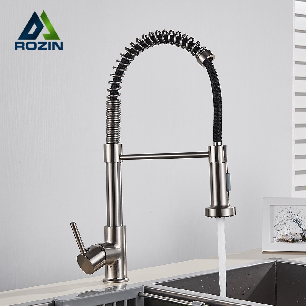 Rozin Brushed Nickel Kitchen Faucet - 360 Deck Mounted Mixer Tap