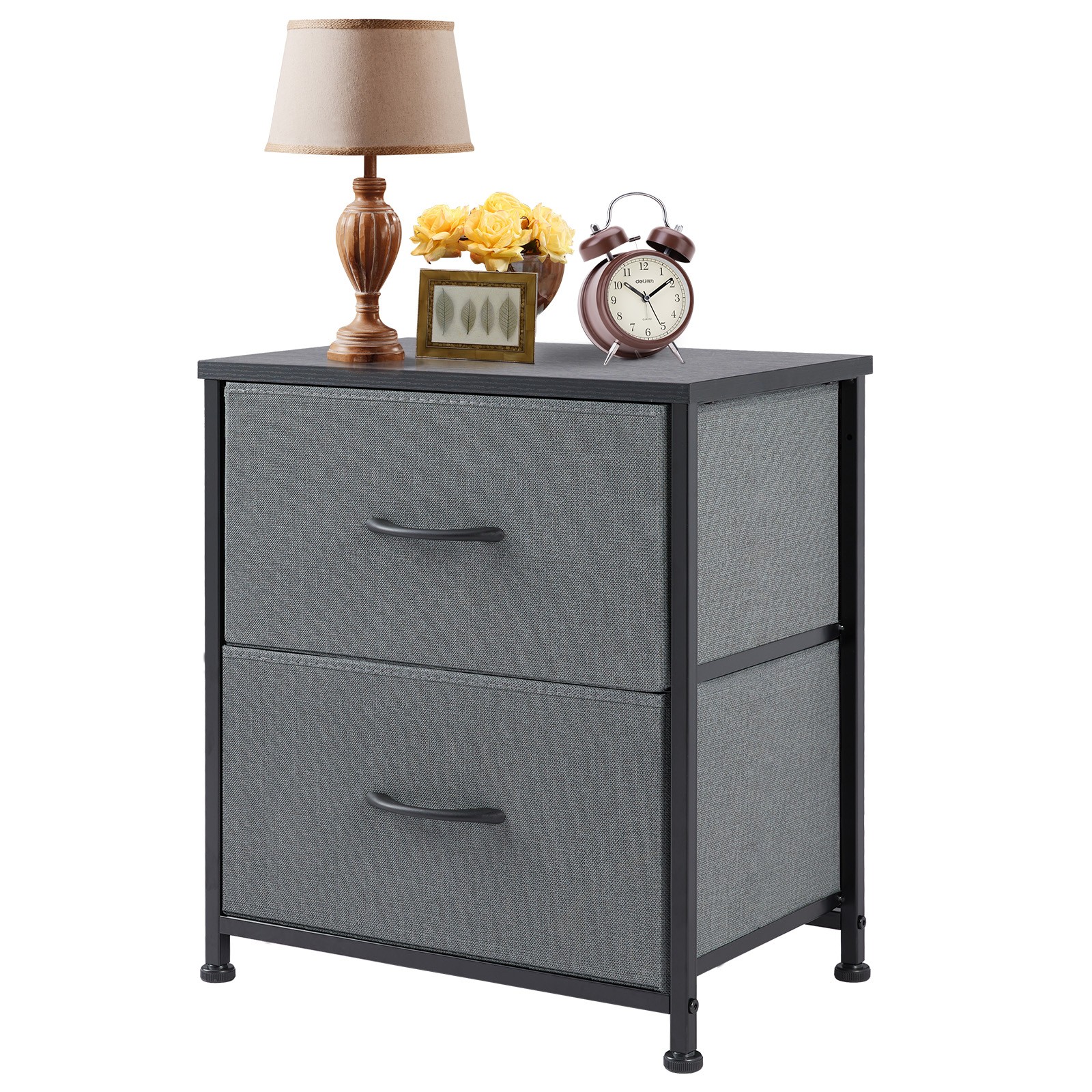 JHK Nightstand with 2 Fabric Drawers - Bedside Sofa Table with Storage, Closet Chest, Clothes Display Cabinet for Bedroom Furniture