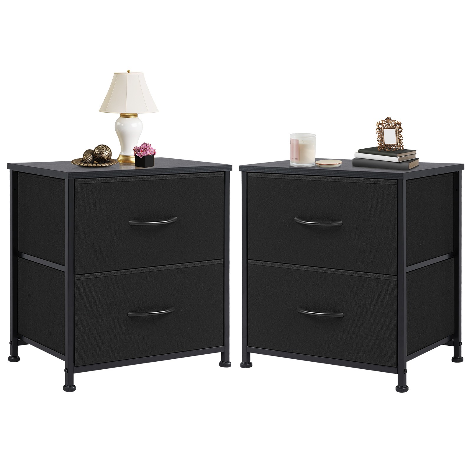 JHK Nightstand with 2 Fabric Drawers - Bedside Sofa Table with Storage, Closet Chest, Clothes Display Cabinet for Bedroom Furniture