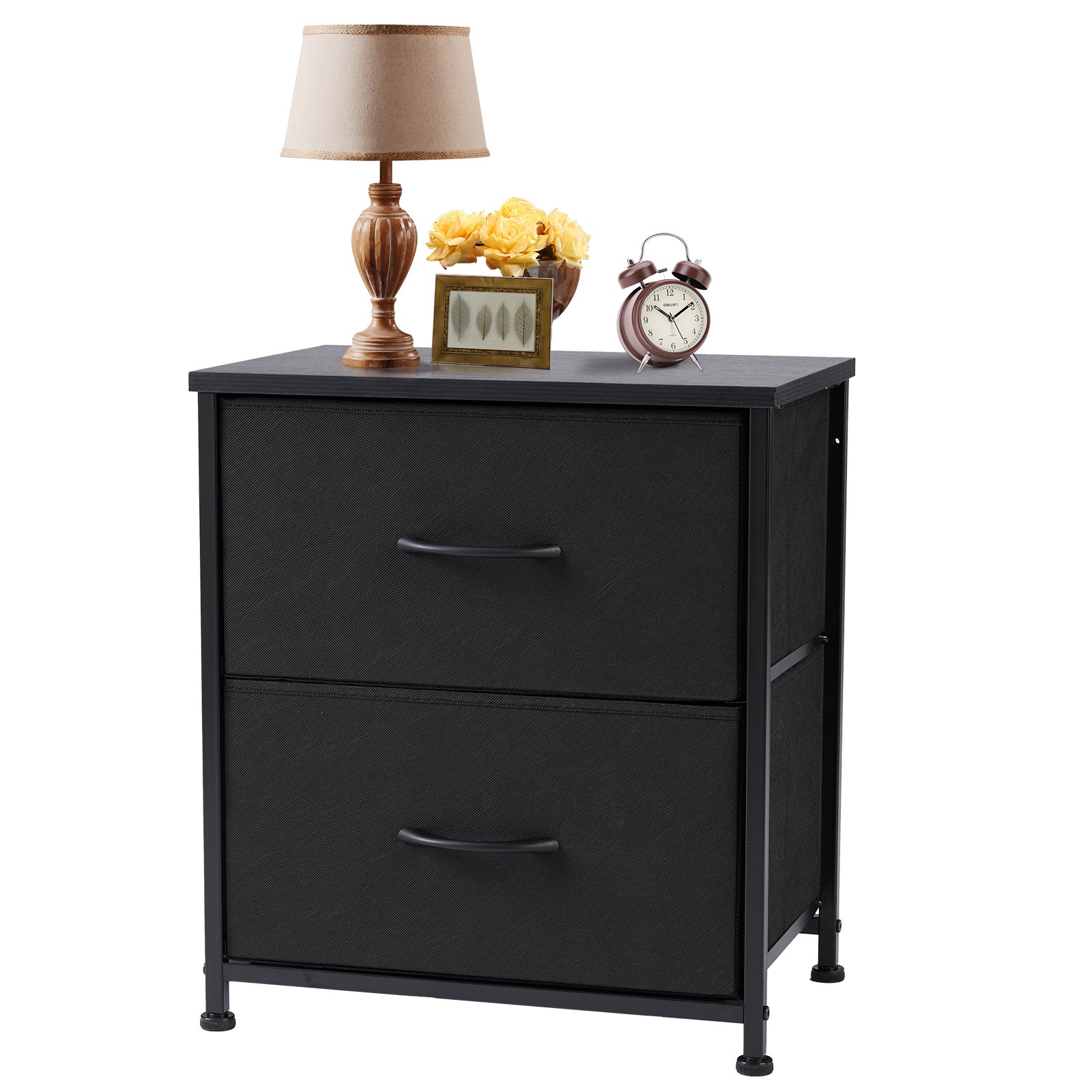 JHK Nightstand with 2 Fabric Drawers - Bedside Sofa Table with Storage, Closet Chest, Clothes Display Cabinet for Bedroom Furniture