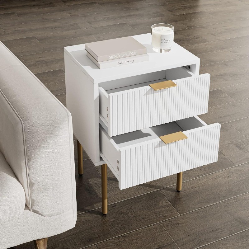 Aobafuir Nightstand - 2 Drawer Dresser for Bedroom, Small Side Table with 2 Drawers, Bedside Furniture, Night Stand, End Table