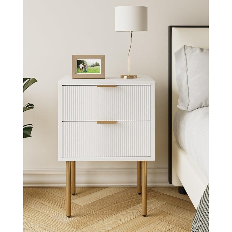 Aobafuir Nightstand - 2 Drawer Dresser for Bedroom, Small Side Table with 2 Drawers, Bedside Furniture, Night Stand, End Table