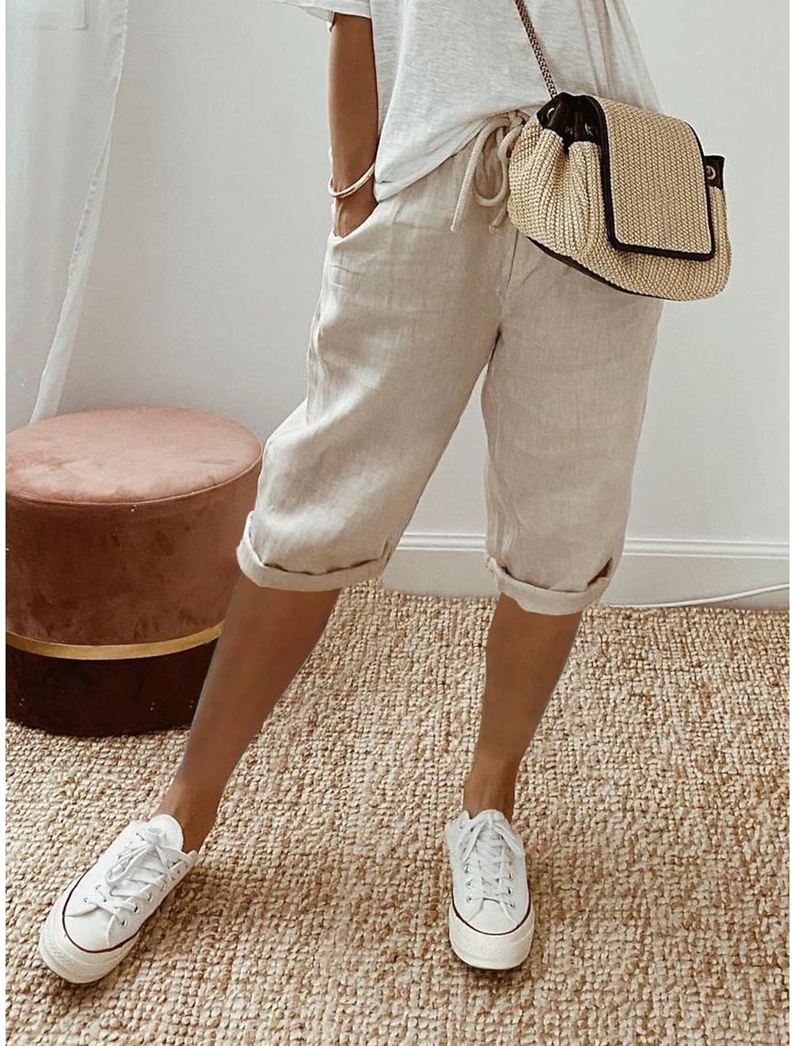 Women's Pocket Cotton Linen Pants