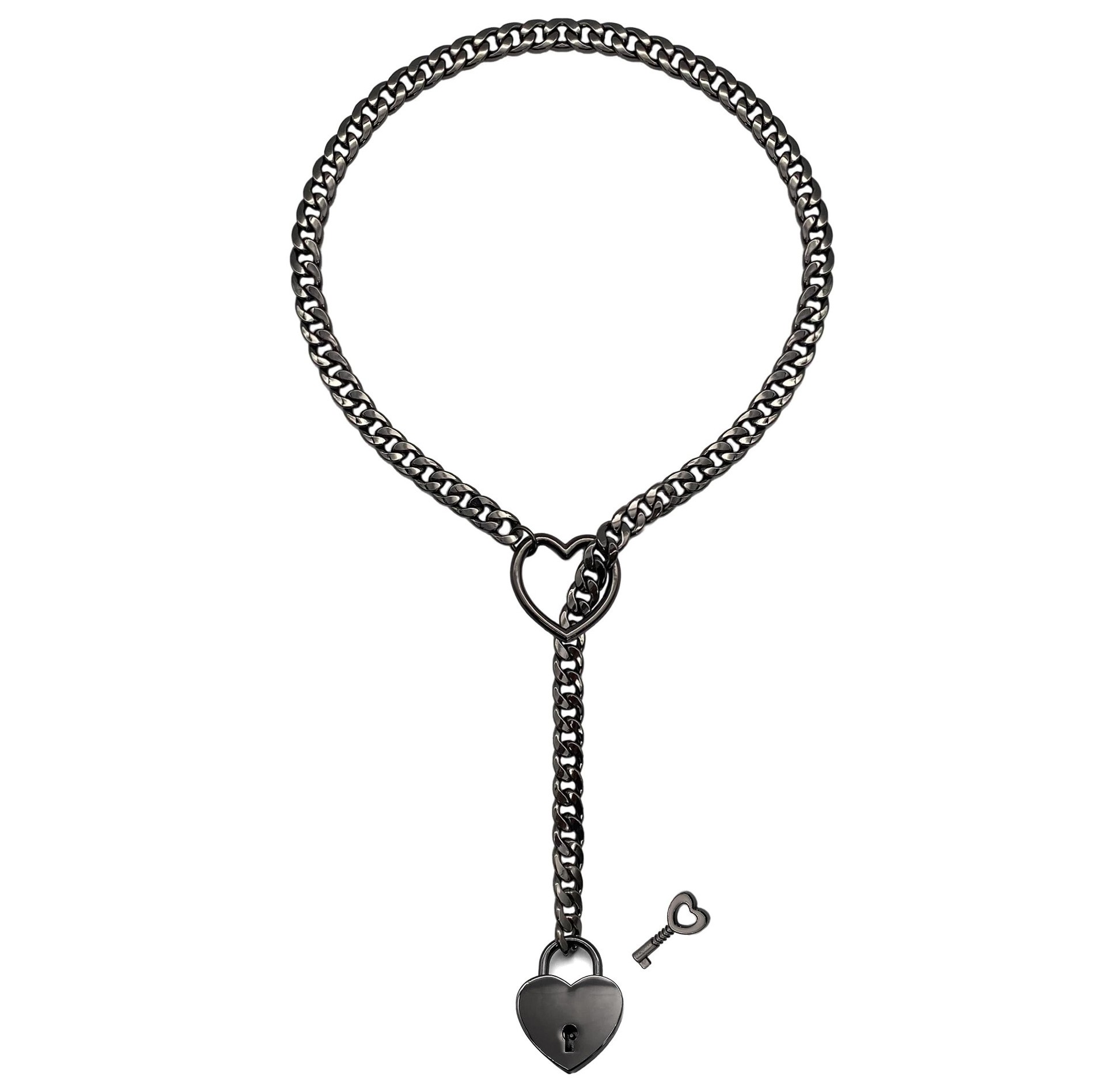 Slip Chain Necklace Heart O-Ring Rock Cuban Long Necklace Adjustable