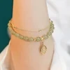 Wotian Jade Lucky Gold Leaf Bangle