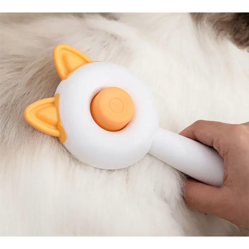 Pet Dog and Cat Self-Cleaning Grooming Brush - Hair Remover Dematting Comb with Cat Ear Design