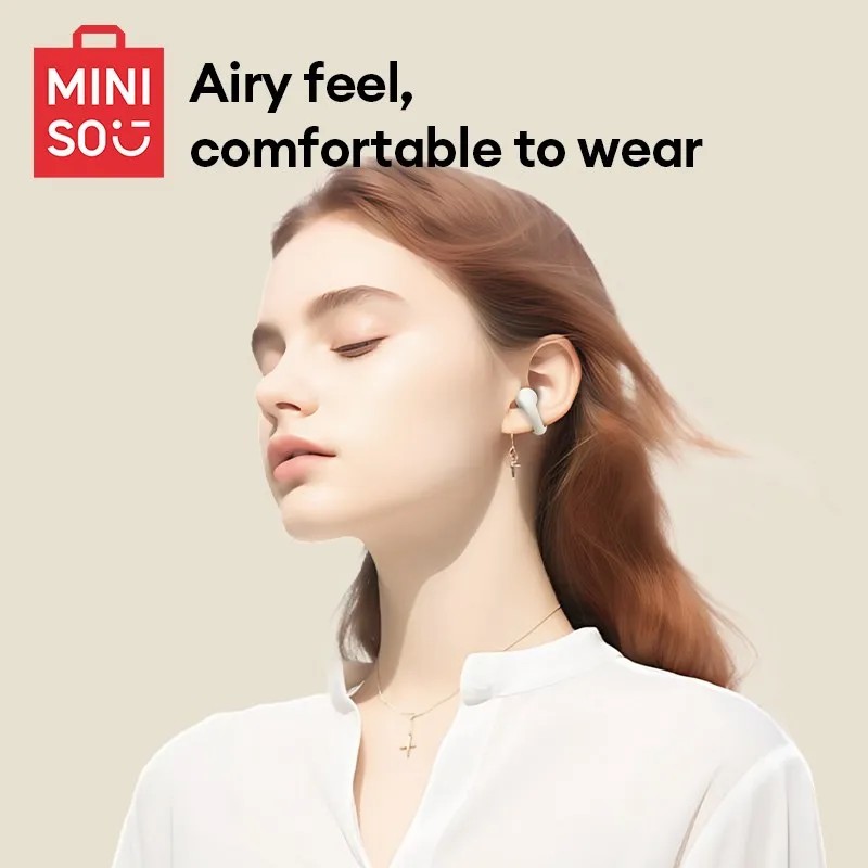 Original MINISO MCT09 Wireless Bluetooth V5.3 Earphones Touch Control Ear Clip Music Earbuds, Sport Running Headset with Mic