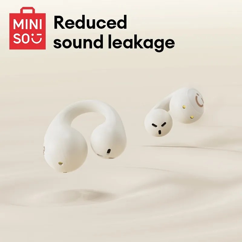 Original MINISO MCT09 Wireless Bluetooth V5.3 Earphones Touch Control Ear Clip Music Earbuds, Sport Running Headset with Mic