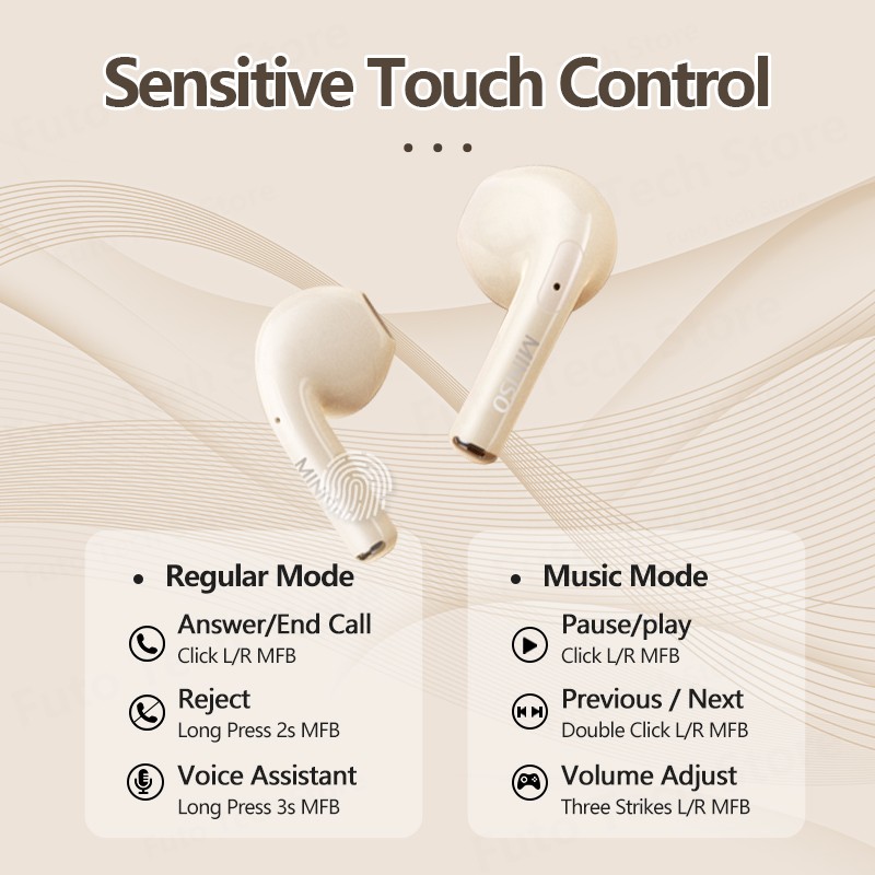 Original MINISO M06 Wireless Bluetooth V5.3 Headset Stereo Gaming Sports Earphones, Noise Reduction Headphones with Mic