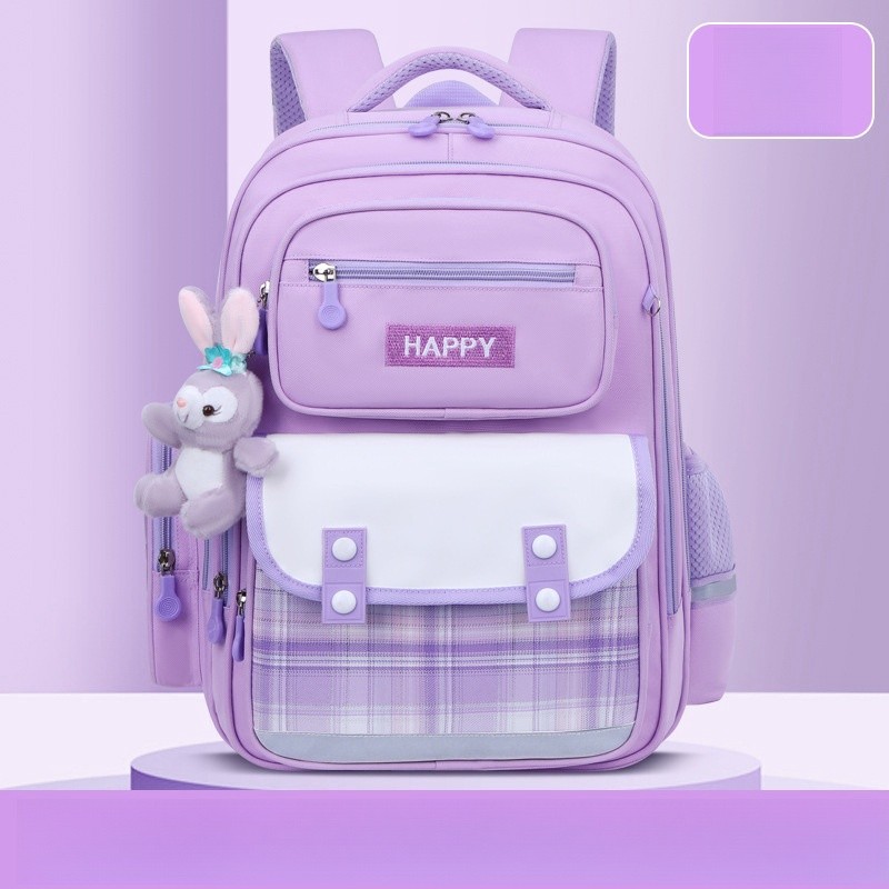 MINISO Disney LinaBell Student Bag Kawaii StellaLou Waterproof Schoolbag with Cartoon Design, Large Capacity and Safety Reflectors Backpack