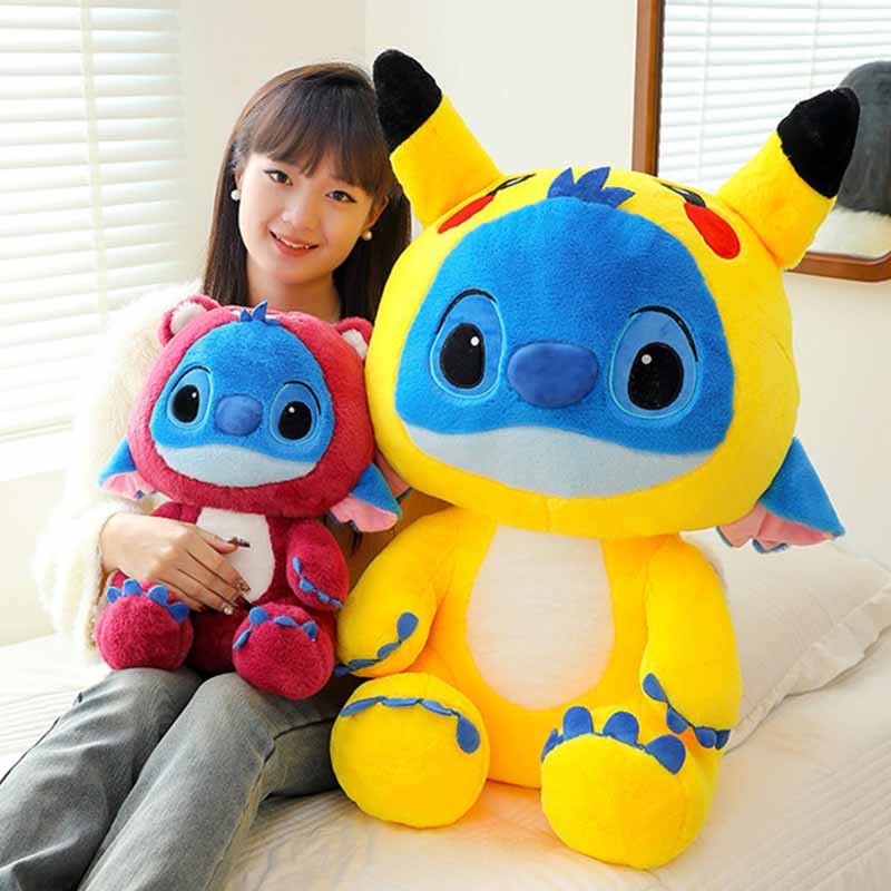 Giant Size Plush Stitch Pikachu Doll  Soft Stuffed Animal Pillow, Strawberry Bear Plush Toys, Perfect Gift for All Ages