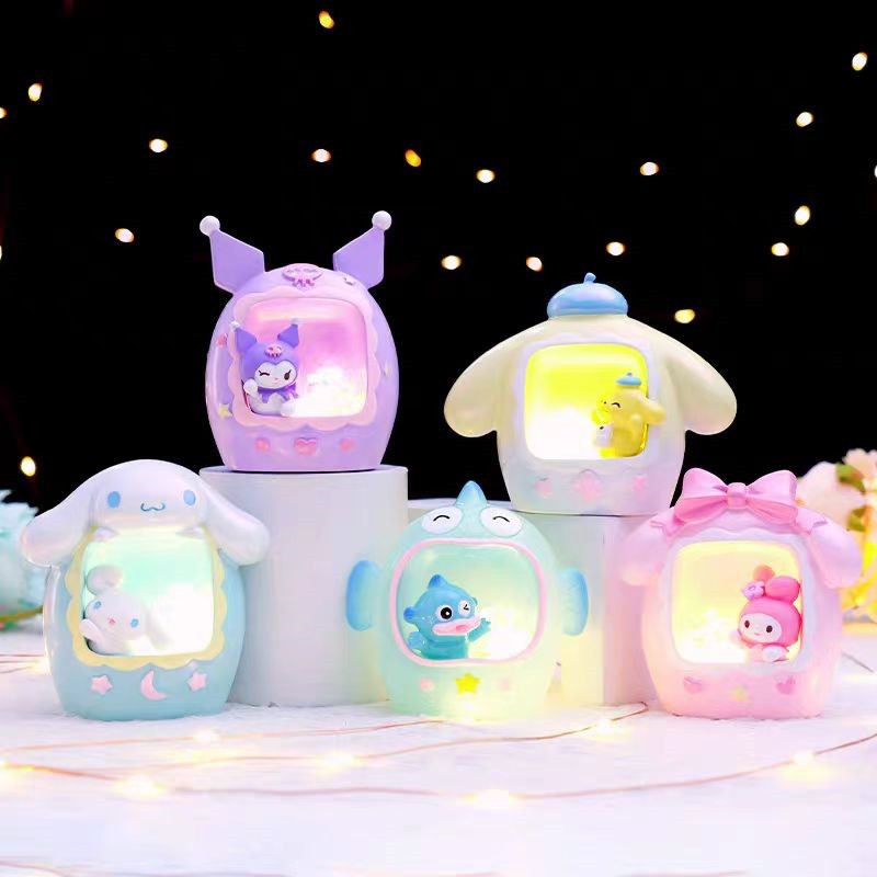 Original MINISO Kuromi Melody Cartoon Anime Moon Night Light  Blind Box Decor Ornaments Toys, Cute Girls Gift, Kids Birthday Gifts