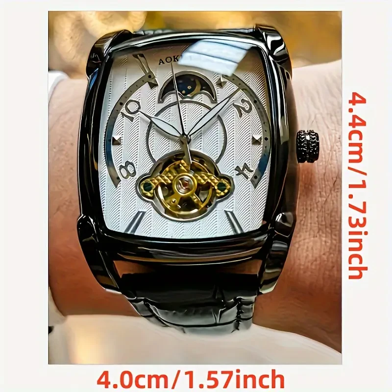 Mens Square Mechanical Watch -Sophisticated Business Fashion