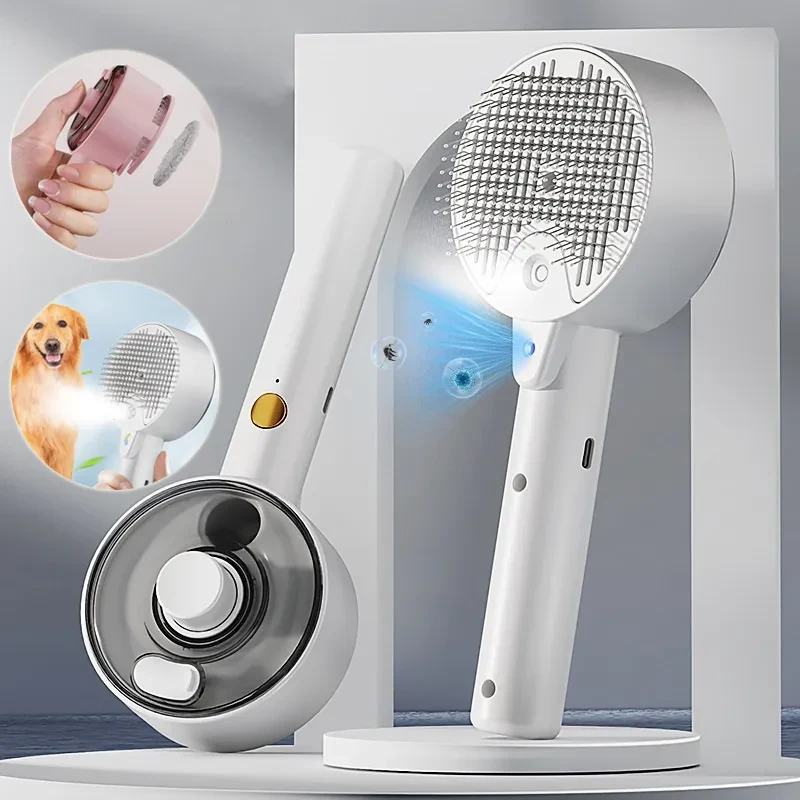 Animal Hair Remover Brush Dog And Cat Steam Brush Self Cleaning Brush