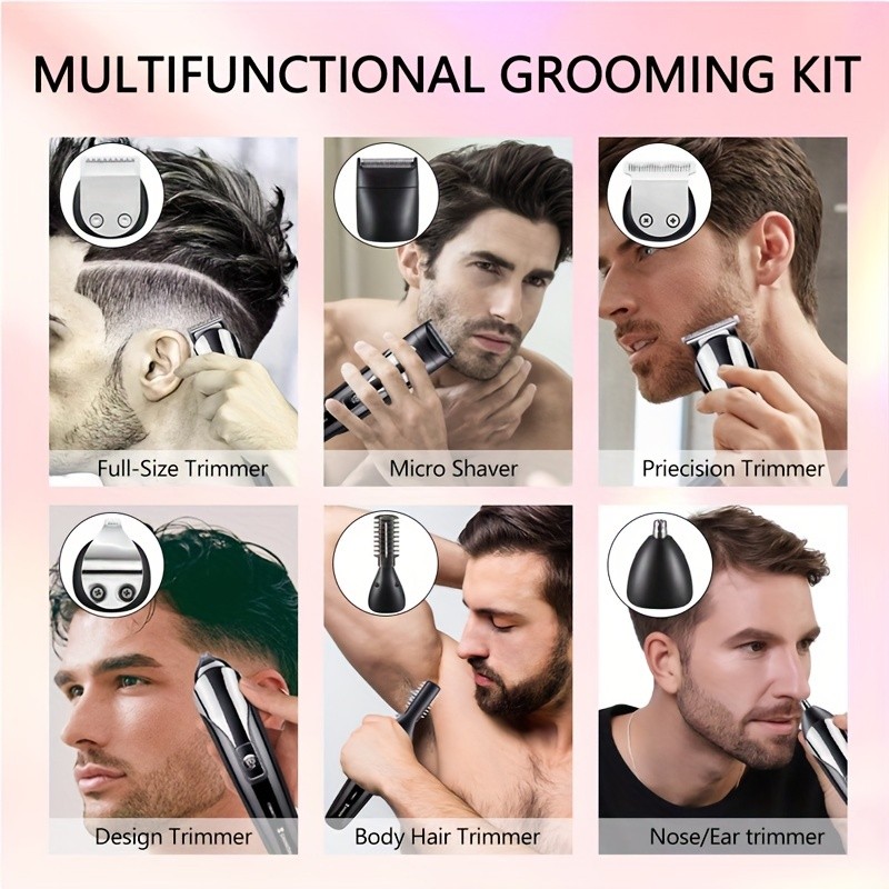 Hair Clipper Haircut 12-in-1 Beard Trimmer Electric Trimmer Professional Shaver Cordless Hair Grooming Set USB Rechargeable Precision Convenient Hair Clipper Suitable for Adults and Kids