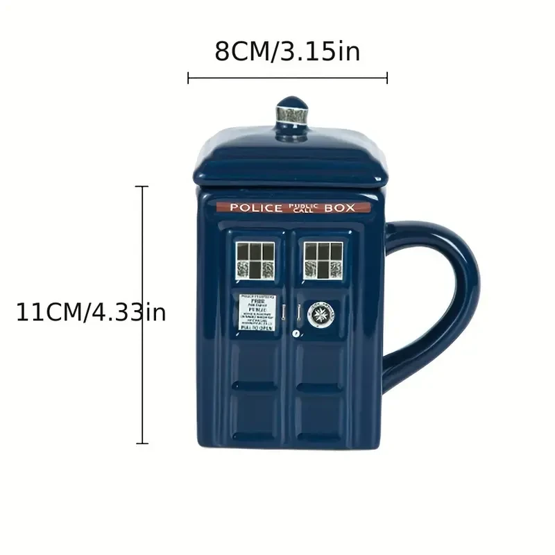 450ML Ceramic Mug with Lid - British Phone Booth Design