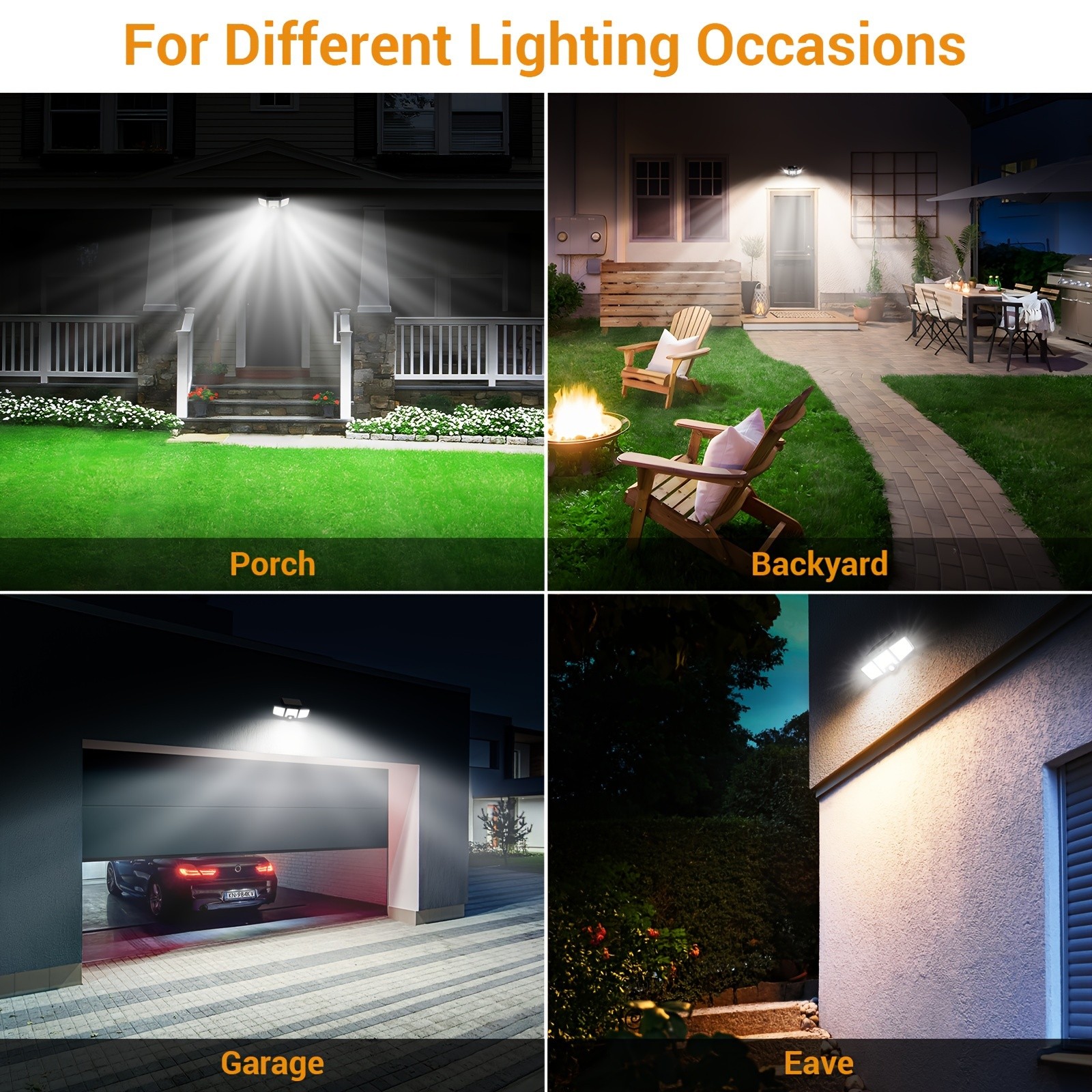 Solar Motion Lights Outdoor  2500LM 216 LED Security Lights with Remote Control, 3 Heads Motion Sensor Lights for Garden, Garage, Eave