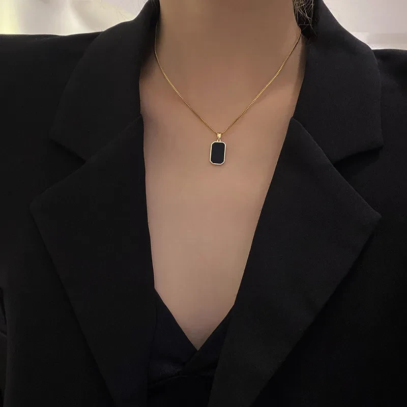 Rectangular Pendant Necklace For Men And Women