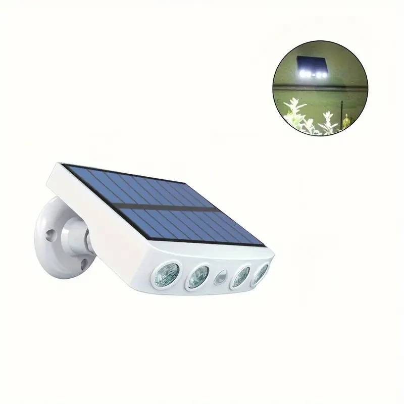 LED Solar Outdoor Lights with Motion Sensor - Powerful 4-LED Security Light with 3 Modes, Built-in 18650 Battery for Garden and Wall