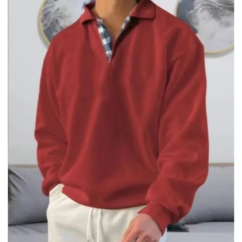 Long Sleeve V-neck Men's Lapel Loose Hoodie Men's Wear