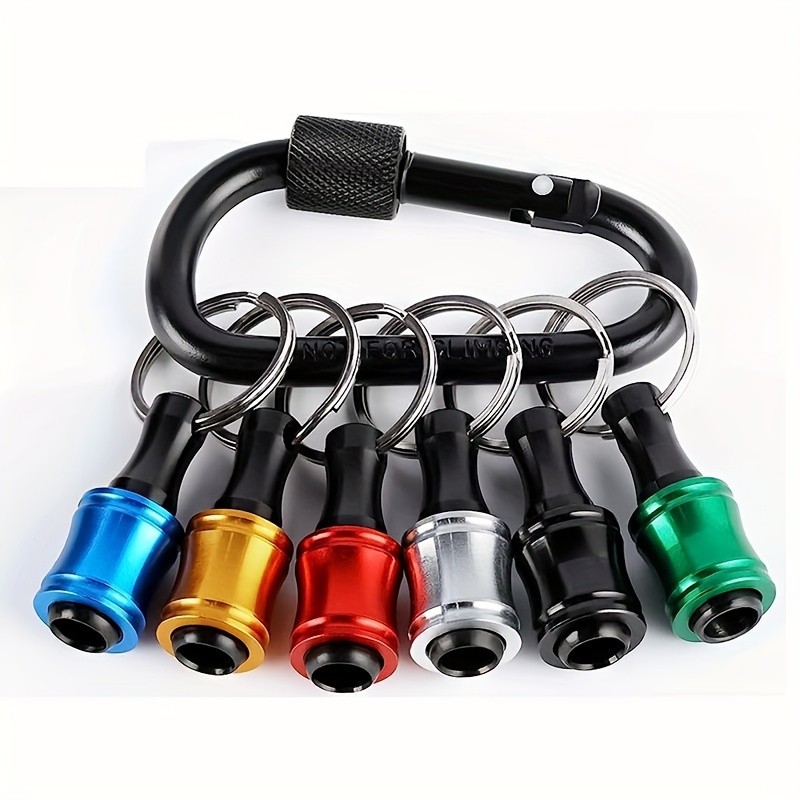 6pcs/Set 1/4" Hexagonal Shank Screwdriver Head Holder Extension Rod Key Chain Adapter Drill Bit Hand-held Drill Bit Holder For Electric Screwdrivers