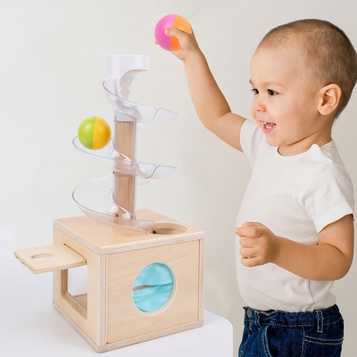 Children's Rotating Track Ball Rolling Music Slide Rolling Sound Building Block Toys