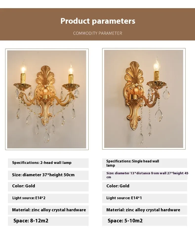 European-style Zinc Alloy Wall Lamp Dining Roomliving Room