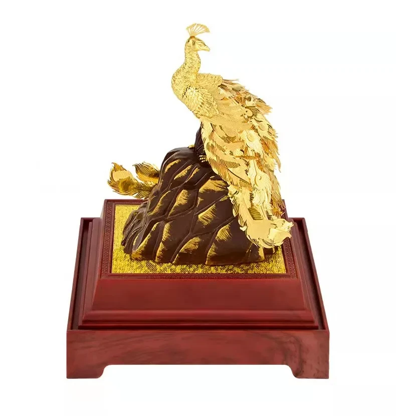 Gold Foil Peacock Resin Ornament Crafts
