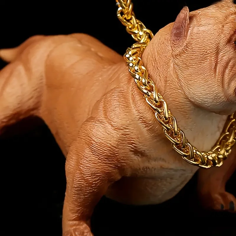 Cool Bulldog Boss Car Ornament with Golden Chain & Glasses - Stylish Resin Dog Figurine for Dashboard
