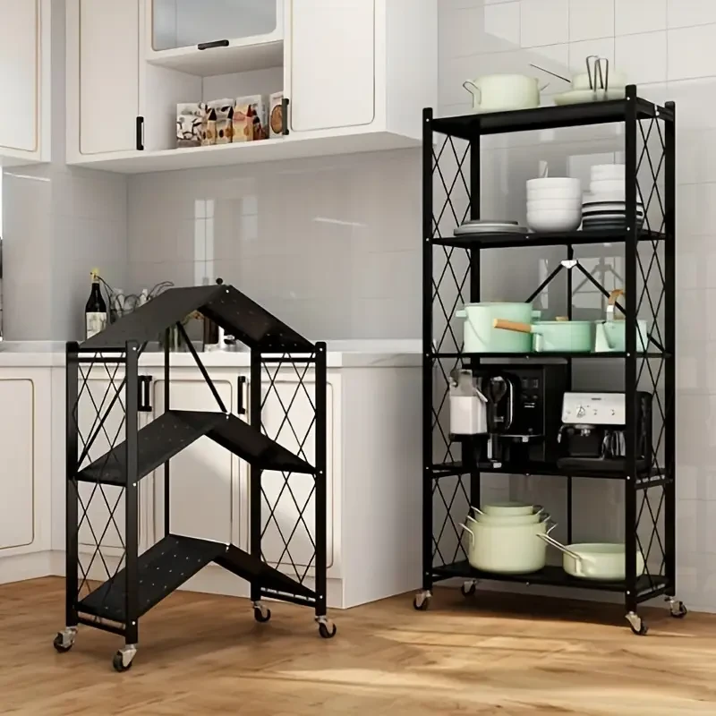 Folding Kitchen Rack Household Supplies Multi-Layer Microwave Oven Storage Rack