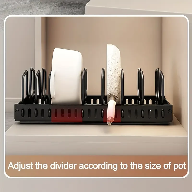 1pc Pull-Out Kitchen Pot and Pan Organizer Rack