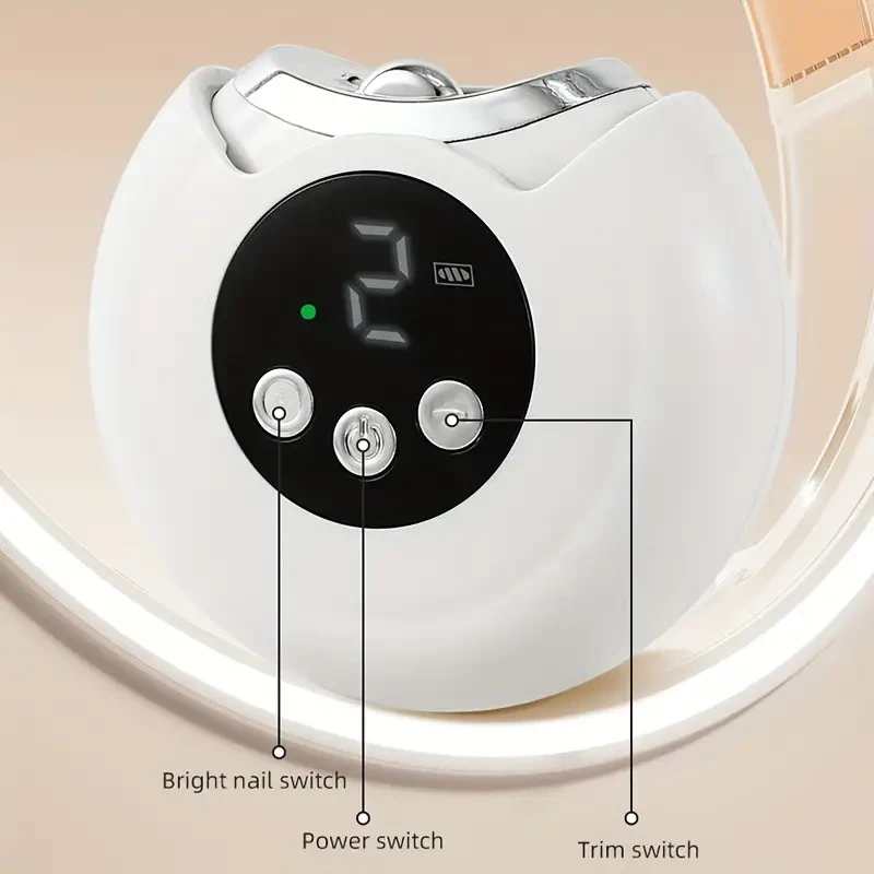 Nail Clipper & Polisher with LED Light - Lithium-Ion Battery for Home Use