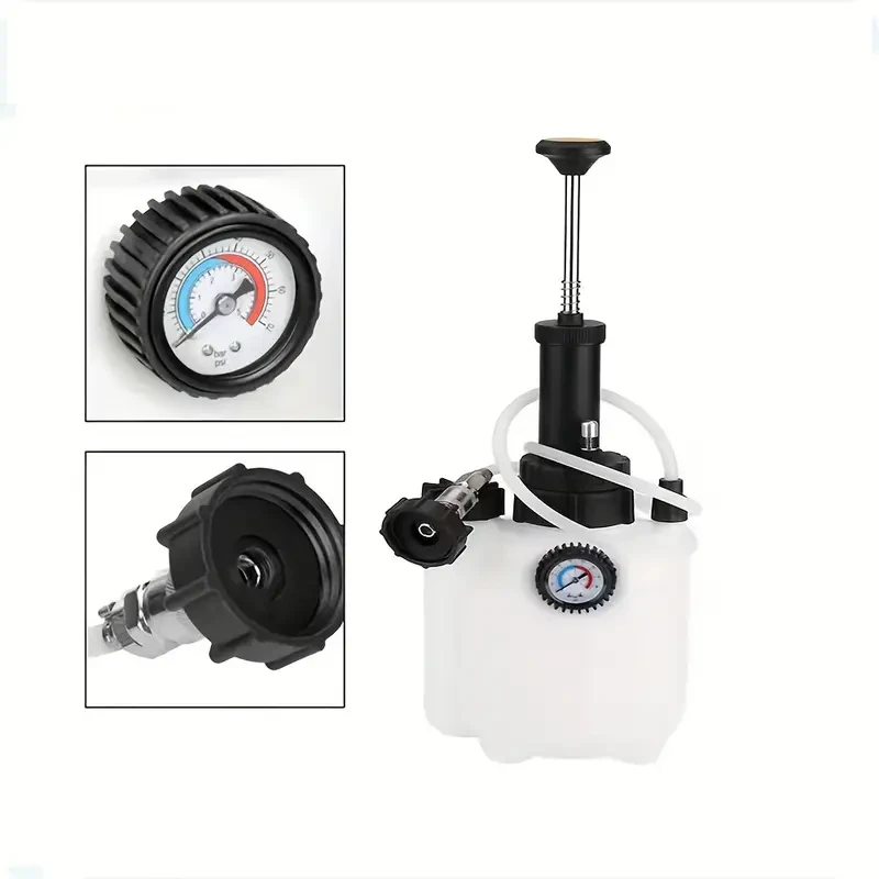 3L Brake Oil Replacement Kit, Manual Hydraulic Brake Bleeder Tool with Pressure Gauge