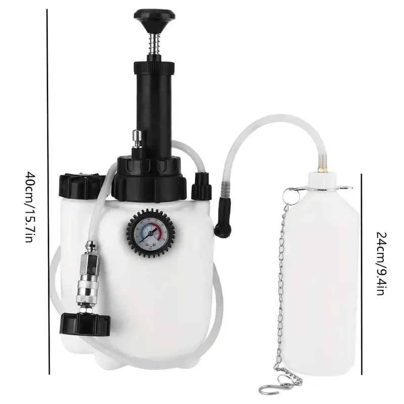 3L Brake Oil Replacement Kit, Manual Hydraulic Brake Bleeder Tool with Pressure Gauge